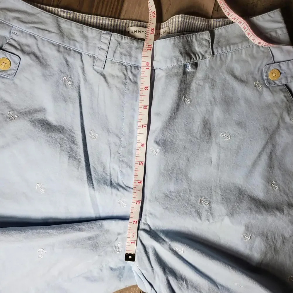 Tommy Hilfiger Women's Blue Embroidered Cropped Golf Pants Size 10 - Picture 9 of 12